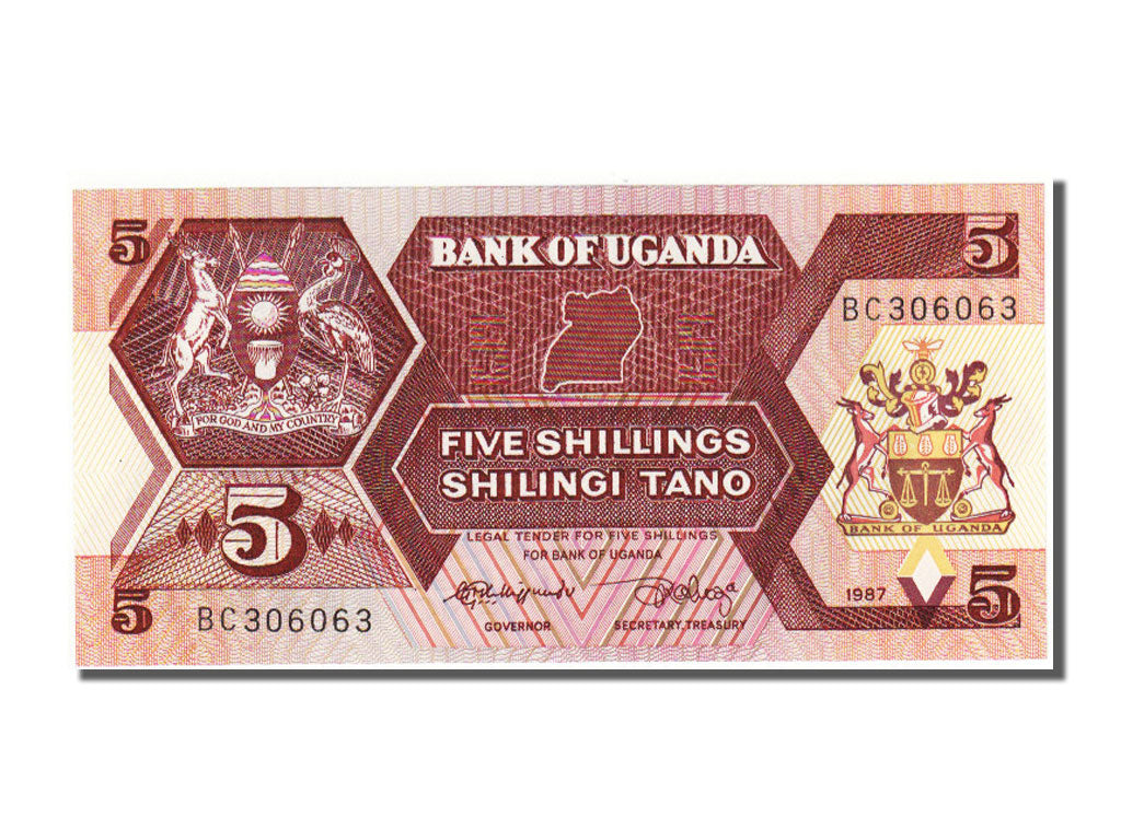 Uganda, 5 Shillings, 1987, KM #27, UNC(65-70), BC306063