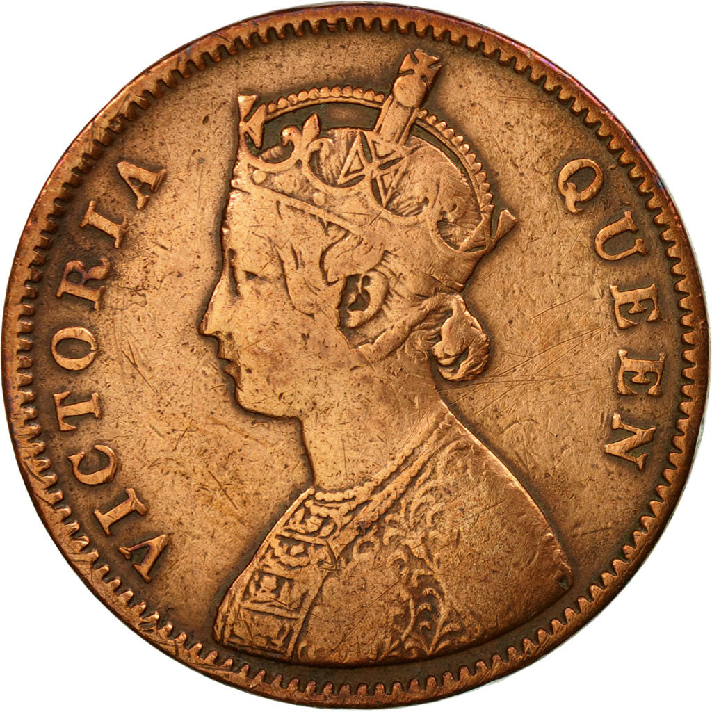 Moneda, INDIA BRITÁNICA, Victoria, 1/4 Anna, 1862, BC+, Cobre, KM:467