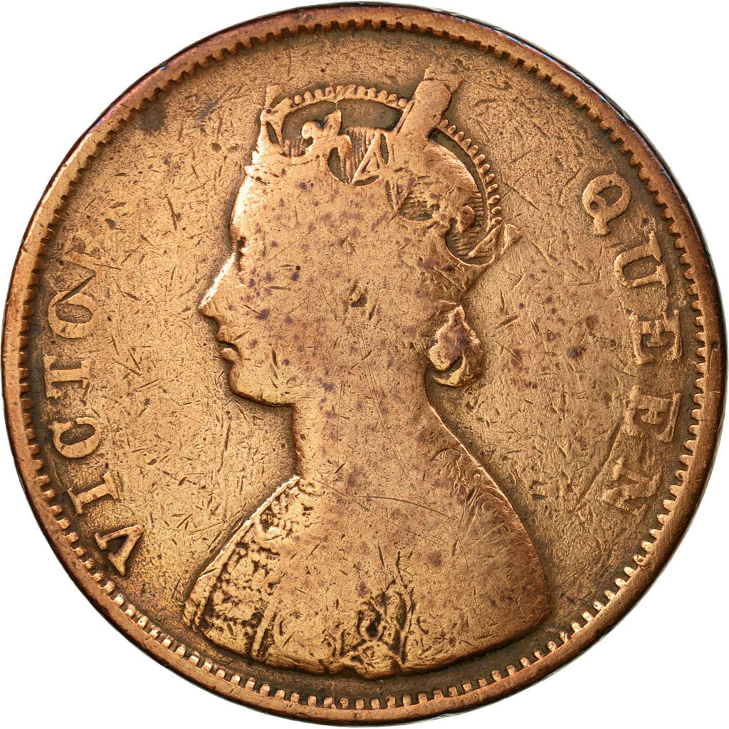 Coin, INDIA-BRITISH, Victoria, 1/2 Anna, 1862, VF(20-25), Copper, KM:468