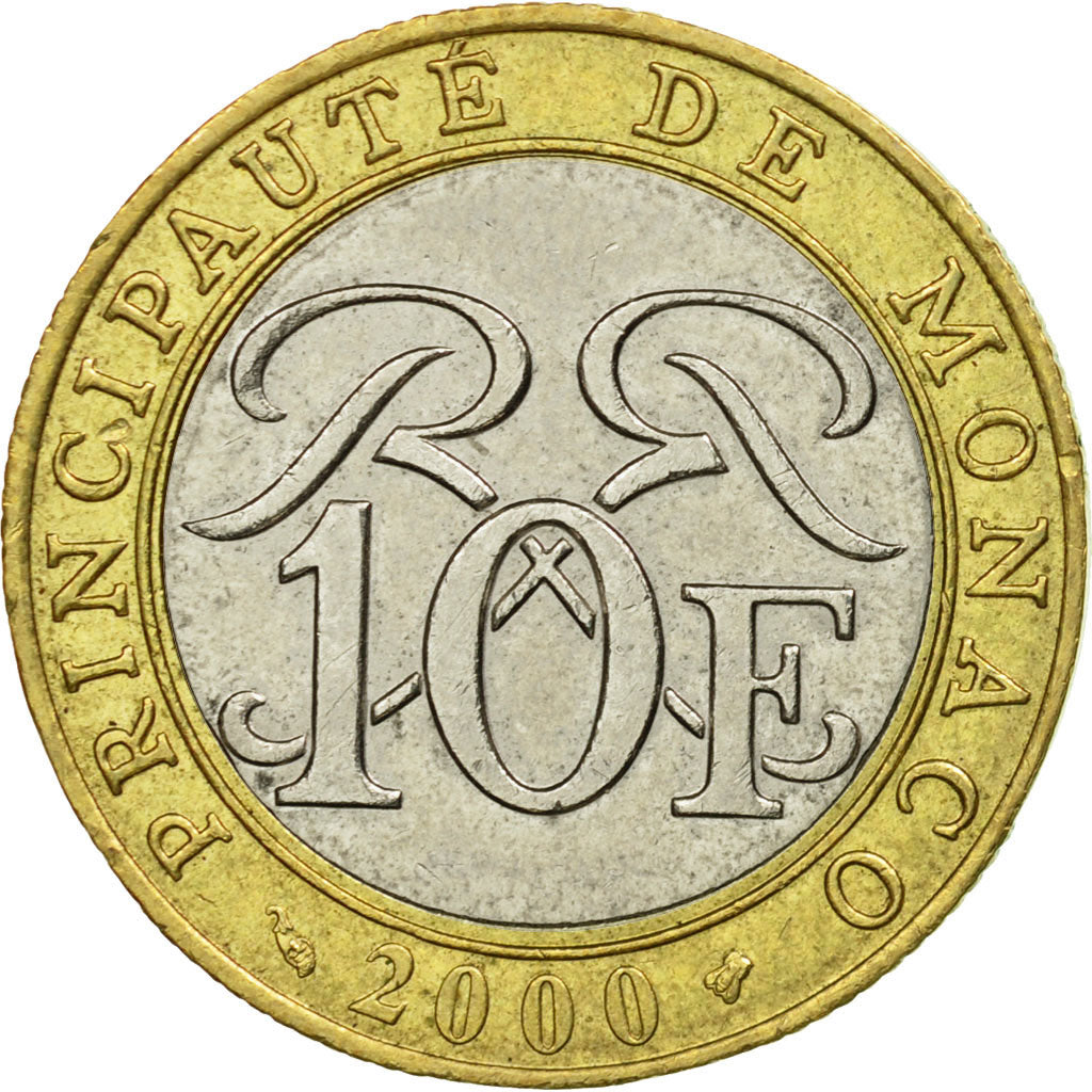 Moneta, Monaco, Rainier III, 10 Francs, 2000, BB, Bi-metallico, KM:163