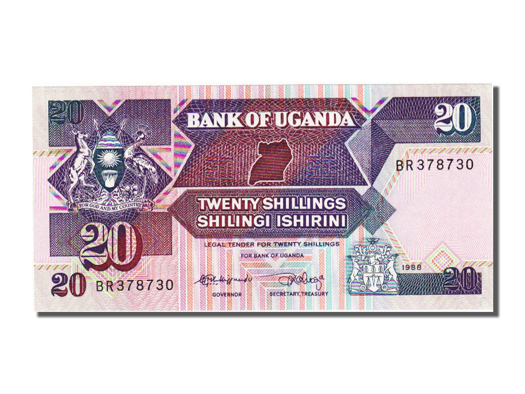 Uganda, 20 Shillings, 1988, KM #29b, UNC(65-70), BR378730