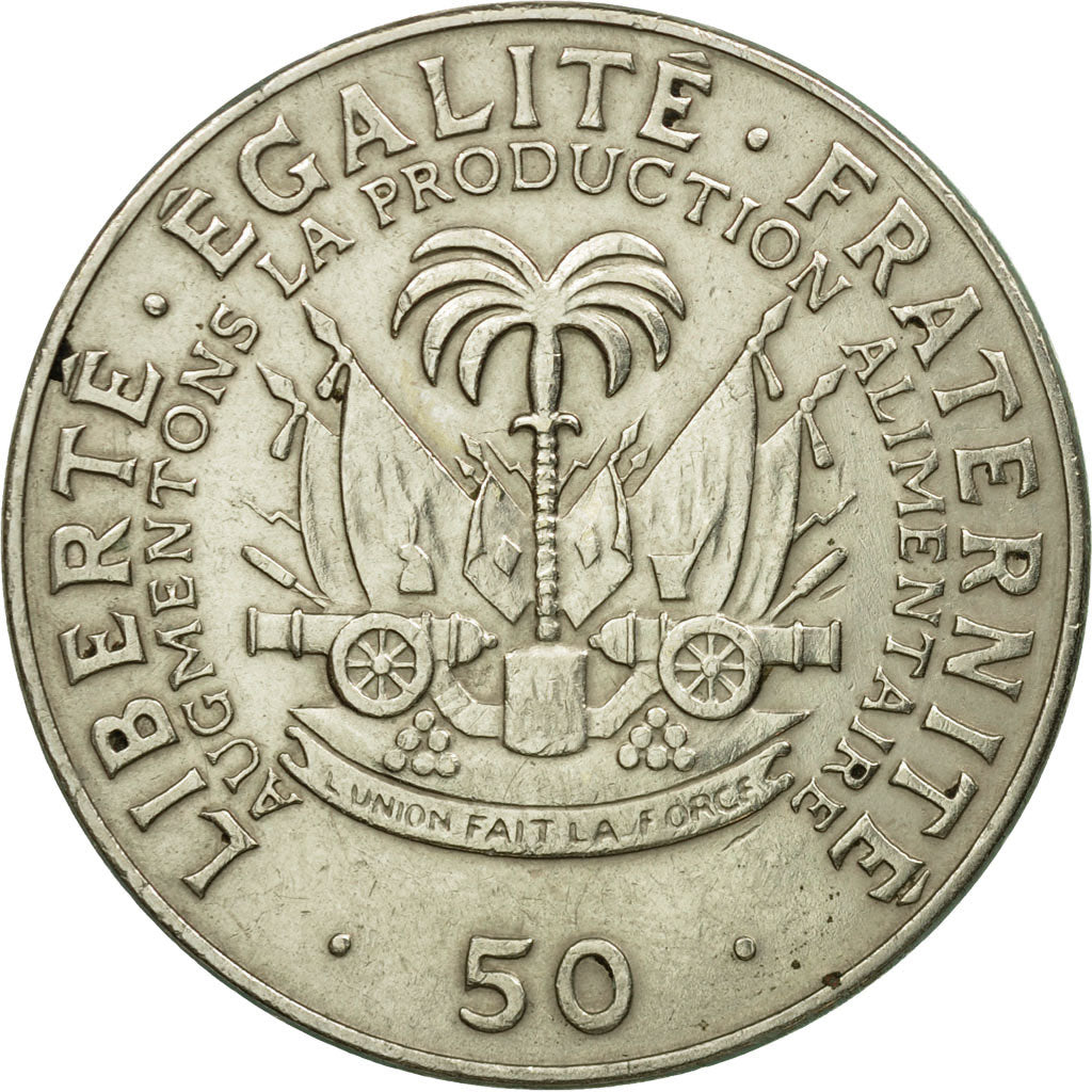 Münze, Haiti, 50 Centimes, 1975, S+, Copper-Nickel-Zinc, KM:101a