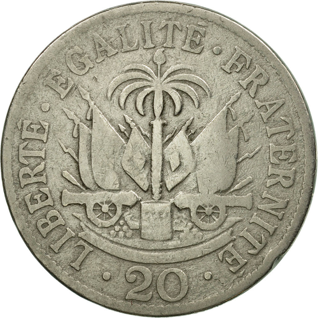Moneta, Haiti, 20 Centimes, 1907, MB+, Rame-nichel, KM:55