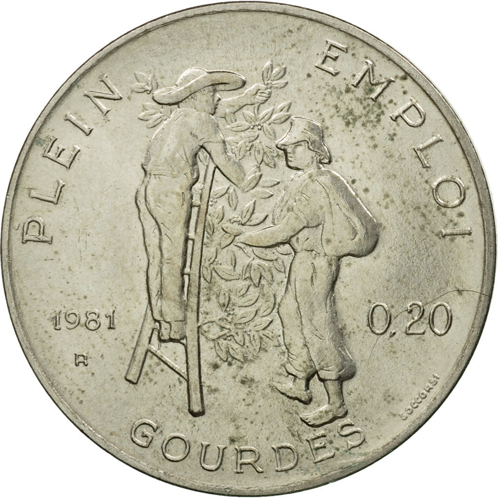 Moneta, Haiti, 20 Centimes, 1981, MB+, Rame-nichel, KM:147