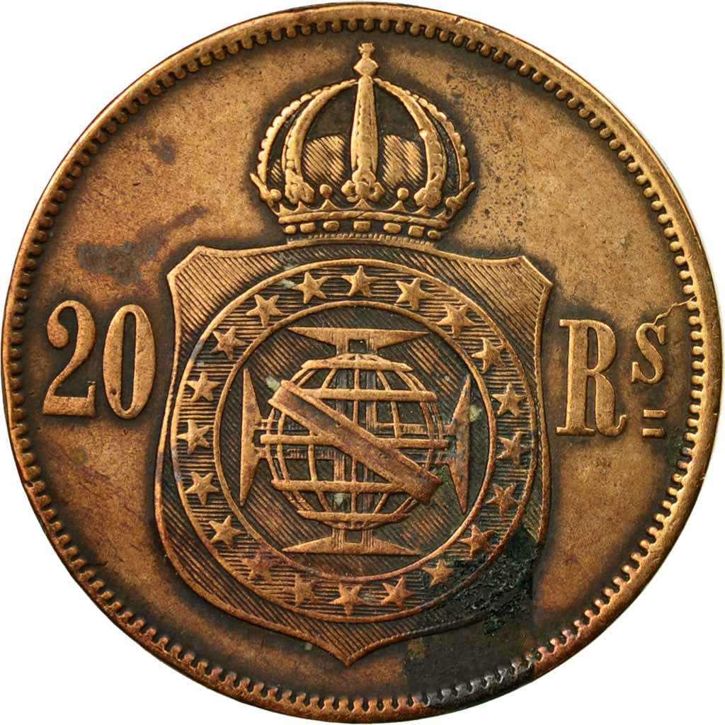 Münze, Brasilien, Pedro II, 20 Reis, 1868, S+, Bronze, KM:474