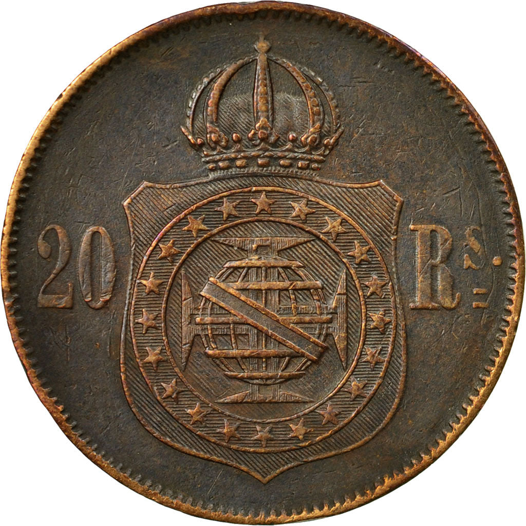 Monnaie, Brésil, Pedro II, 20 Reis, 1869, TB+, Bronze, KM:474