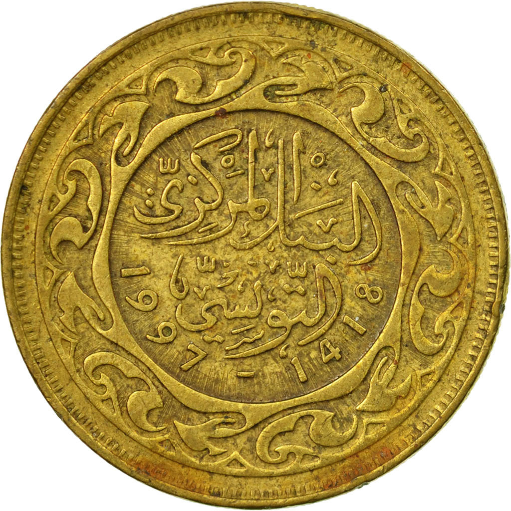Moneta, Tunisia, 50 Millim, 1997, Paris, EF(40-45), Mosiądz, KM:308