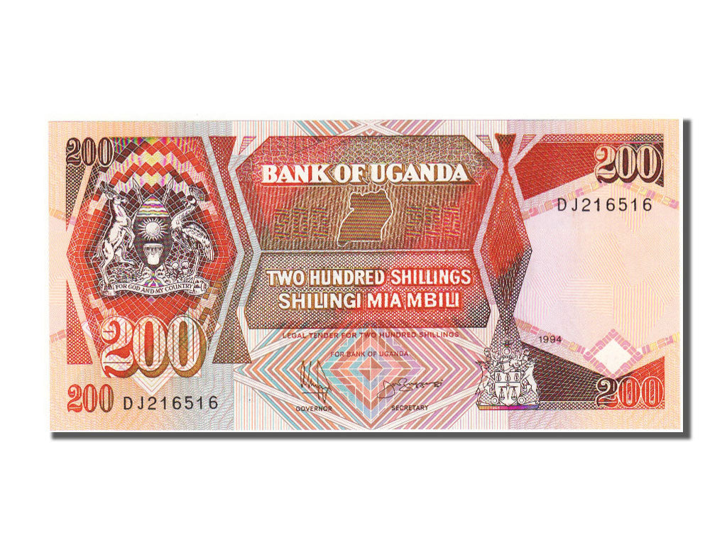 Uganda, 200 Shillings, 1994, KM #32b, UNC(65-70), DJ216516