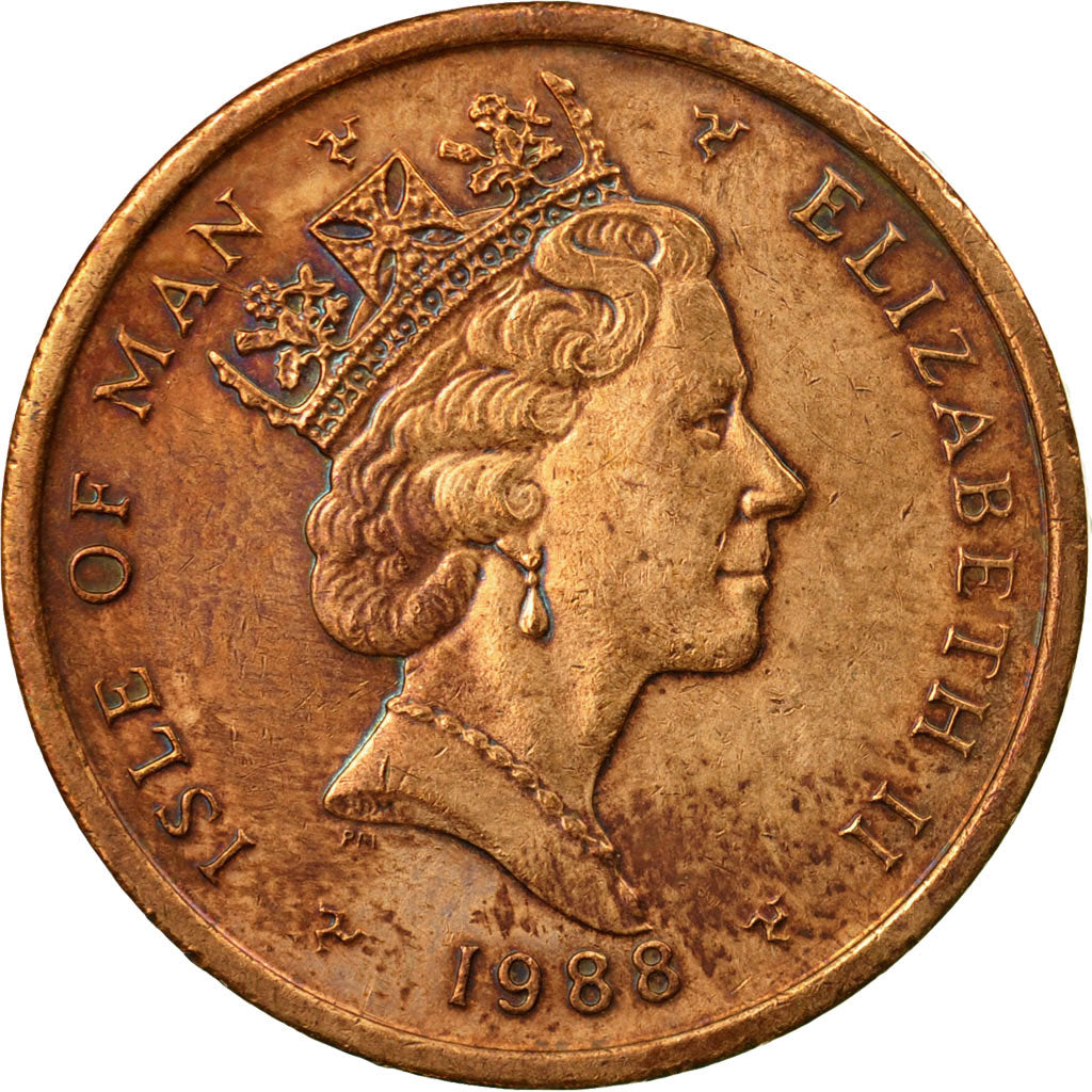 Munten, Eiland Man, Elizabeth II, 2 Pence, 1988, FR+, Bronze, KM:208