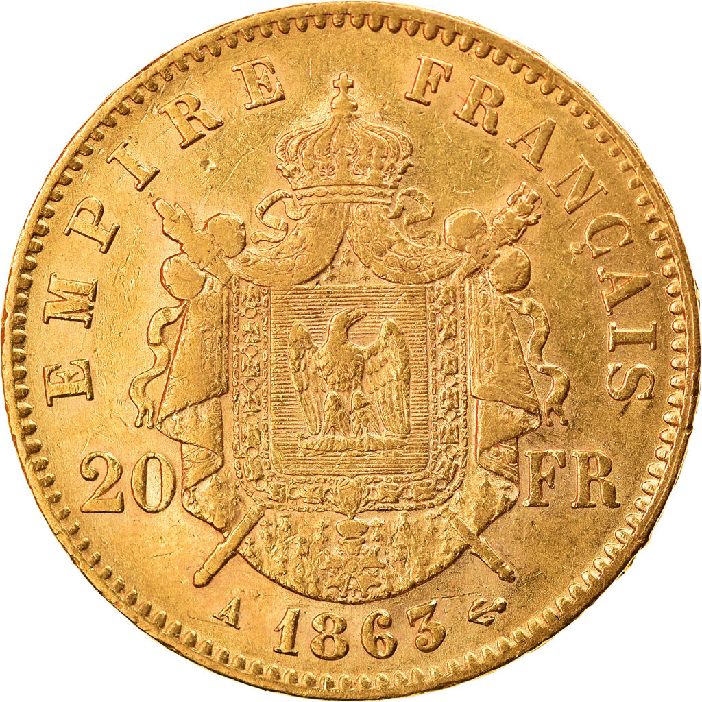 Münze, Frankreich, Napoleon III, Napoléon III, 20 Francs, 1863, Paris, SS+