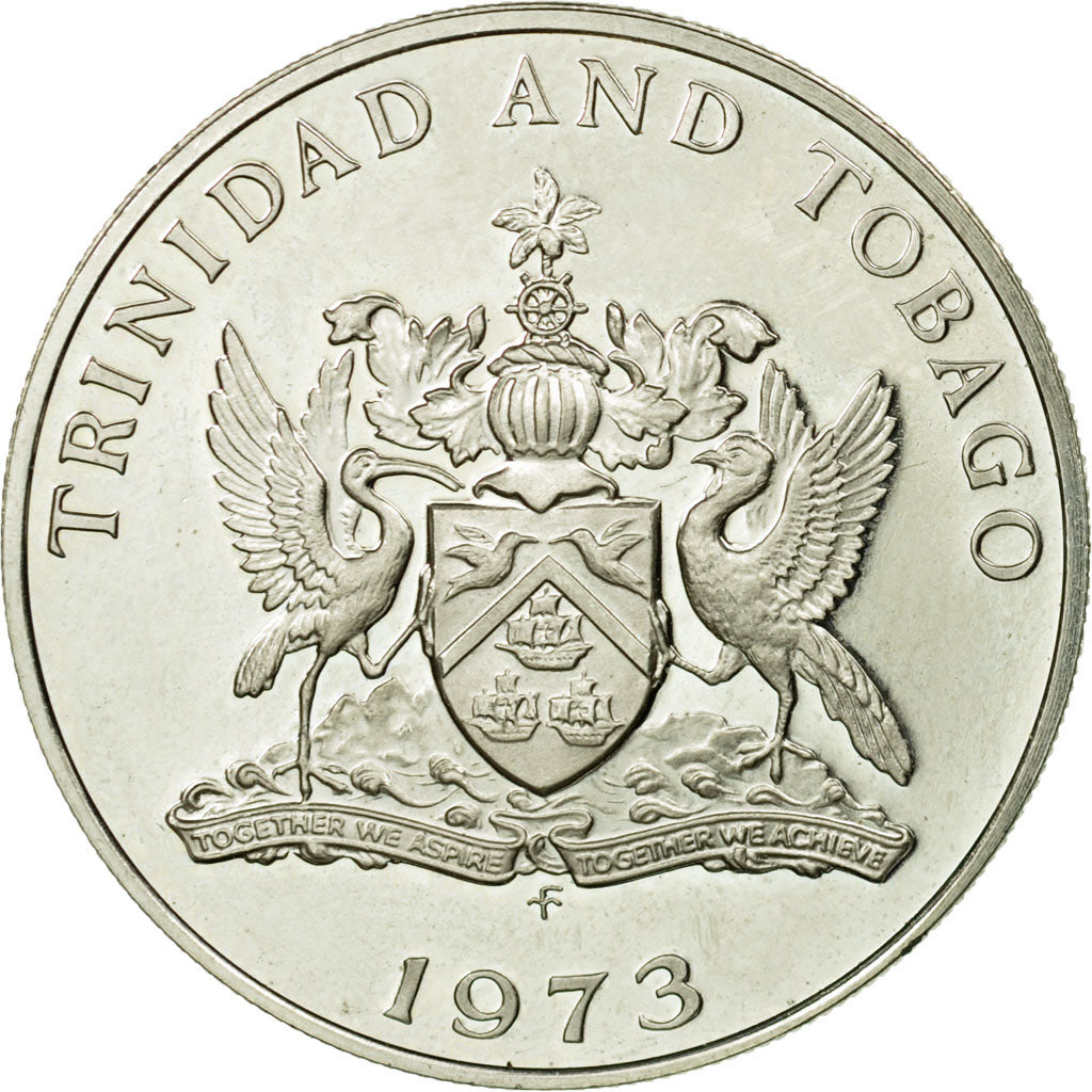 Moneta, TRINIDAD E TOBAGO, 50 Cents, 1973, Franklin Mint, MB+, Rame-nichel