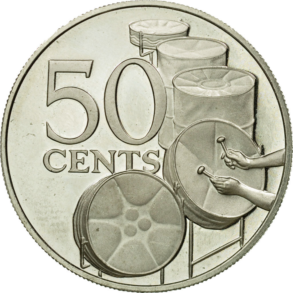 Moneta, TRINIDAD E TOBAGO, 50 Cents, 1973, Franklin Mint, MB+, Rame-nichel