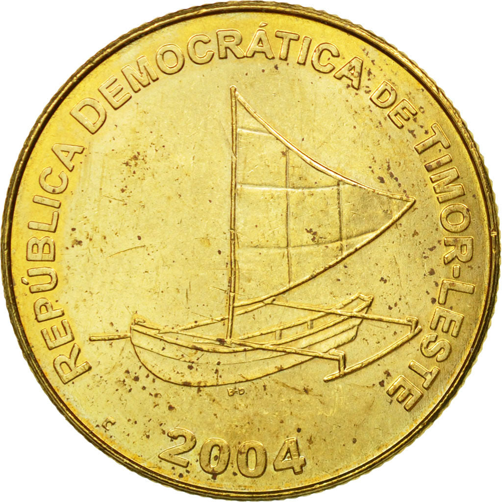 Moneta, TIMOR EAST, 25 Centavos, 2004, Lisbon, BB, Nichel-ottone, KM:4