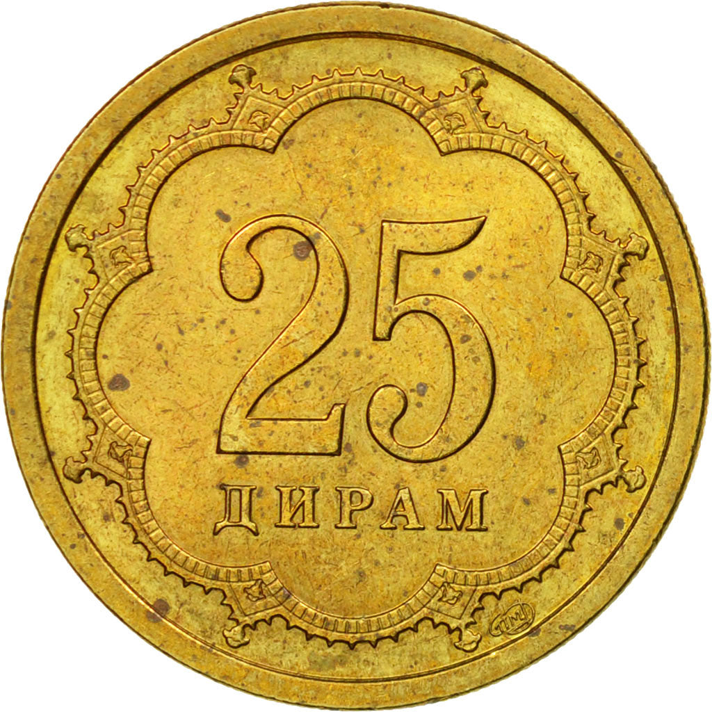 Moneta, Tagikistan, 25 Drams, 2001, St. Petersburg, BB, Ottone, KM:5.1