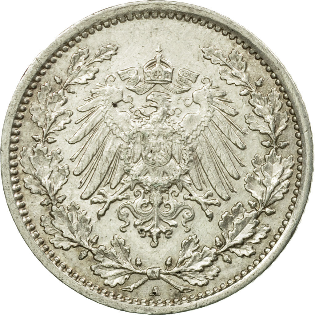 Munten, DUITSLAND - KEIZERRIJK, 1/2 Mark, 1917, Berlin, ZF, Zilver, KM:17