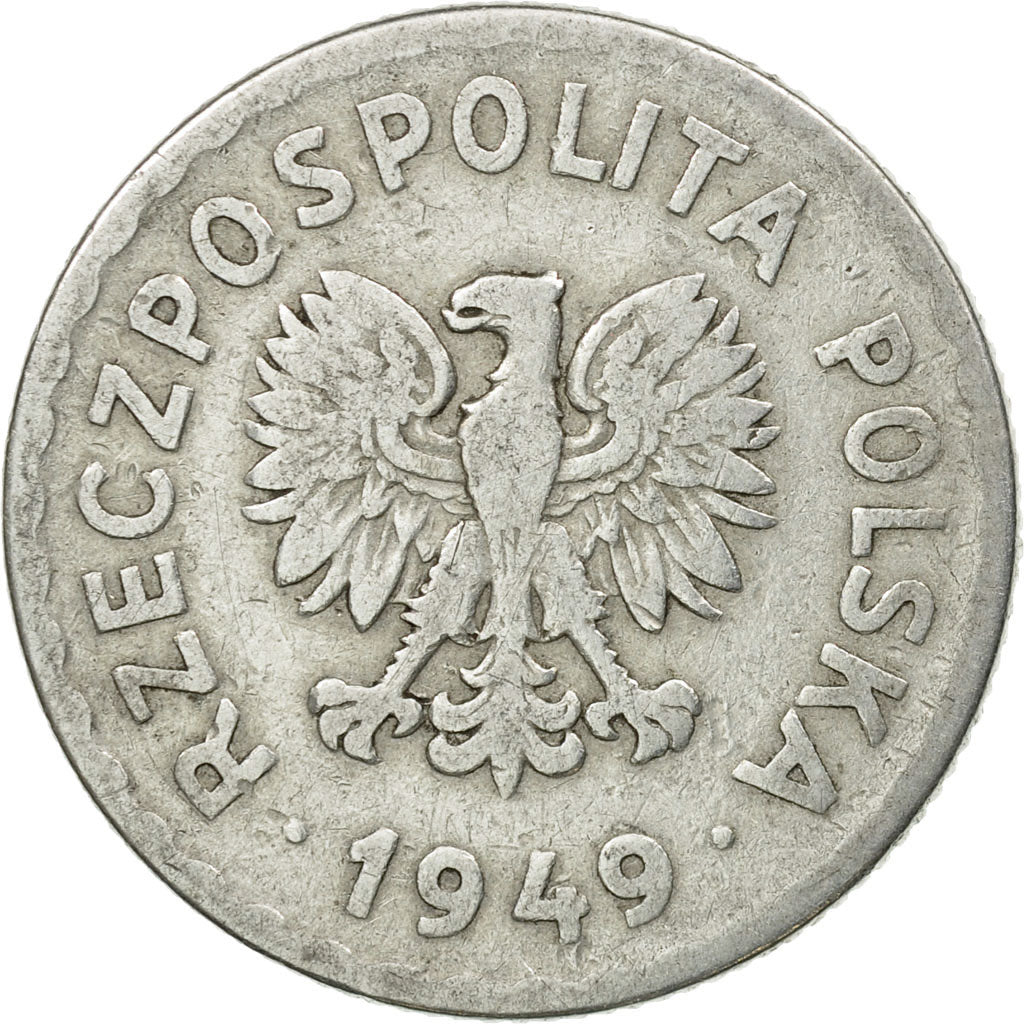 Coin, Poland, Zloty, 1949, Warsaw, VF(30-35), Aluminum, KM:45a