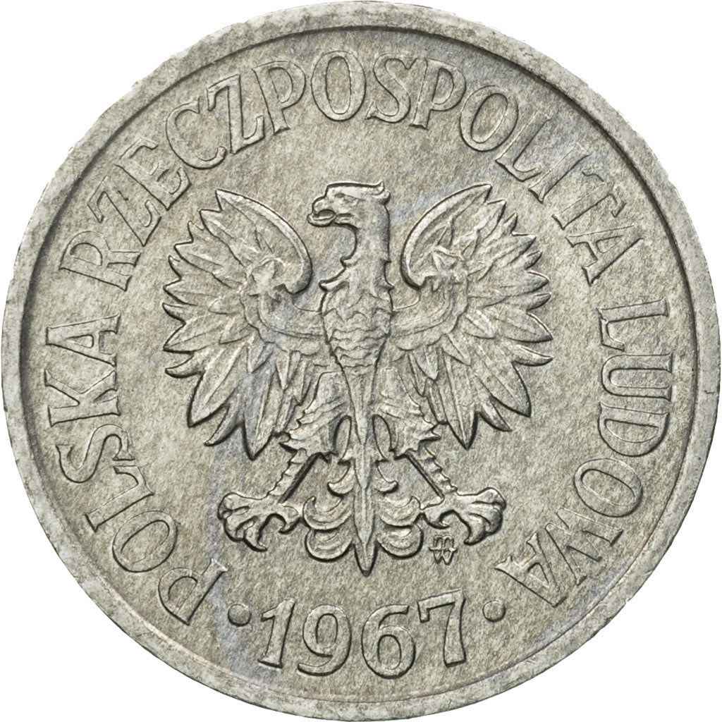 Coin, Poland, 20 Groszy, 1967, Warsaw, VF(30-35), Aluminum, KM:A47