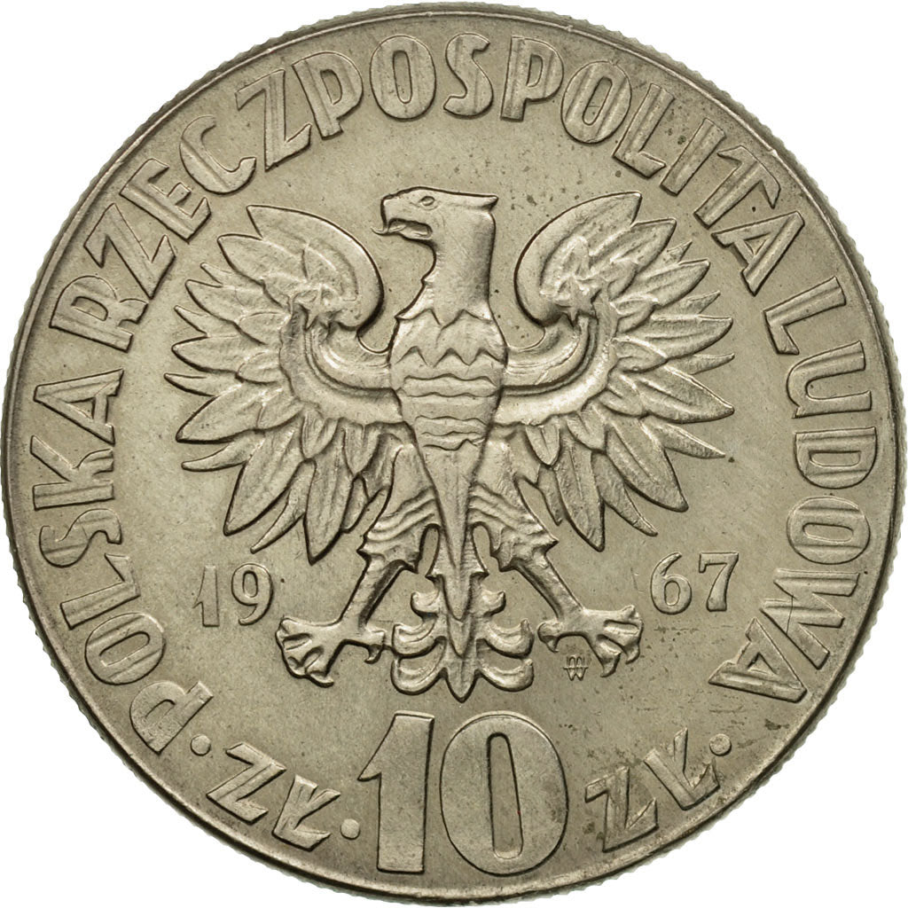 Coin, Poland, 10 Zlotych, 1967, Warsaw, VF(30-35), Copper-nickel, KM:51a