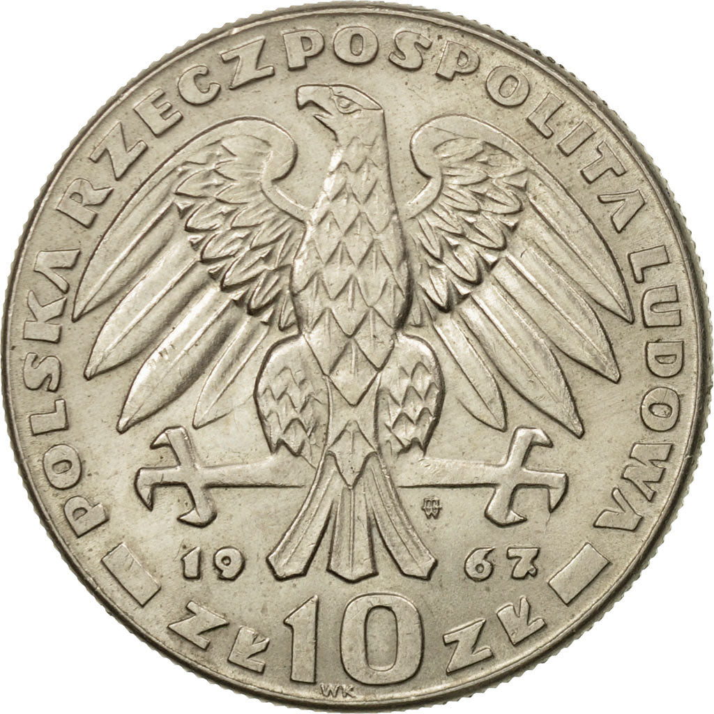 Coin, Poland, 10 Zlotych, 1967, Warsaw, EF(40-45), Copper-nickel, KM:58