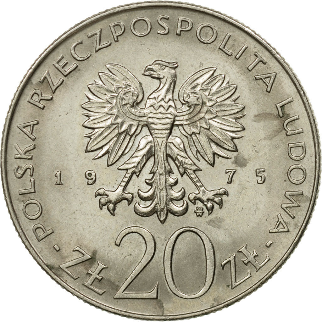 Moneta, Polonia, 20 Zlotych, 1975, Warsaw, BB, Rame-nichel, KM:75
