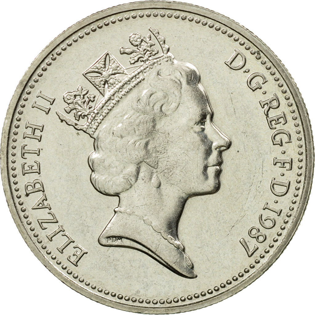 Coin, Great Britain, Elizabeth II, 5 Pence, 1987, EF(40-45), Copper-nickel