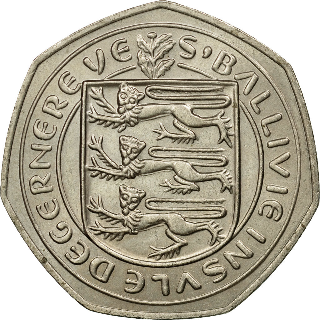 Monnaie, Guernsey, Elizabeth II, 50 New Pence, 1969, Heaton, TTB, Copper-nickel