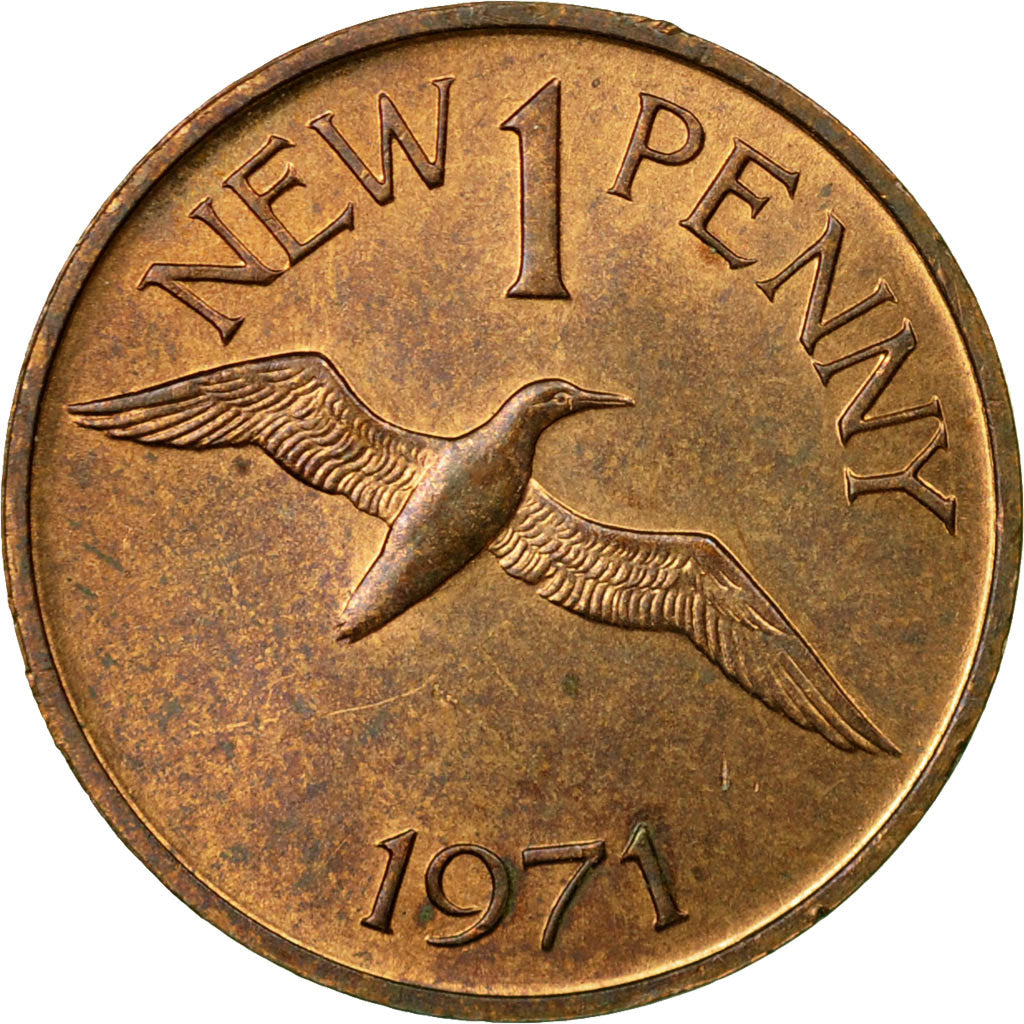 Coin, Guernsey, Elizabeth II, New Penny, 1971, EF(40-45), Bronze, KM:21
