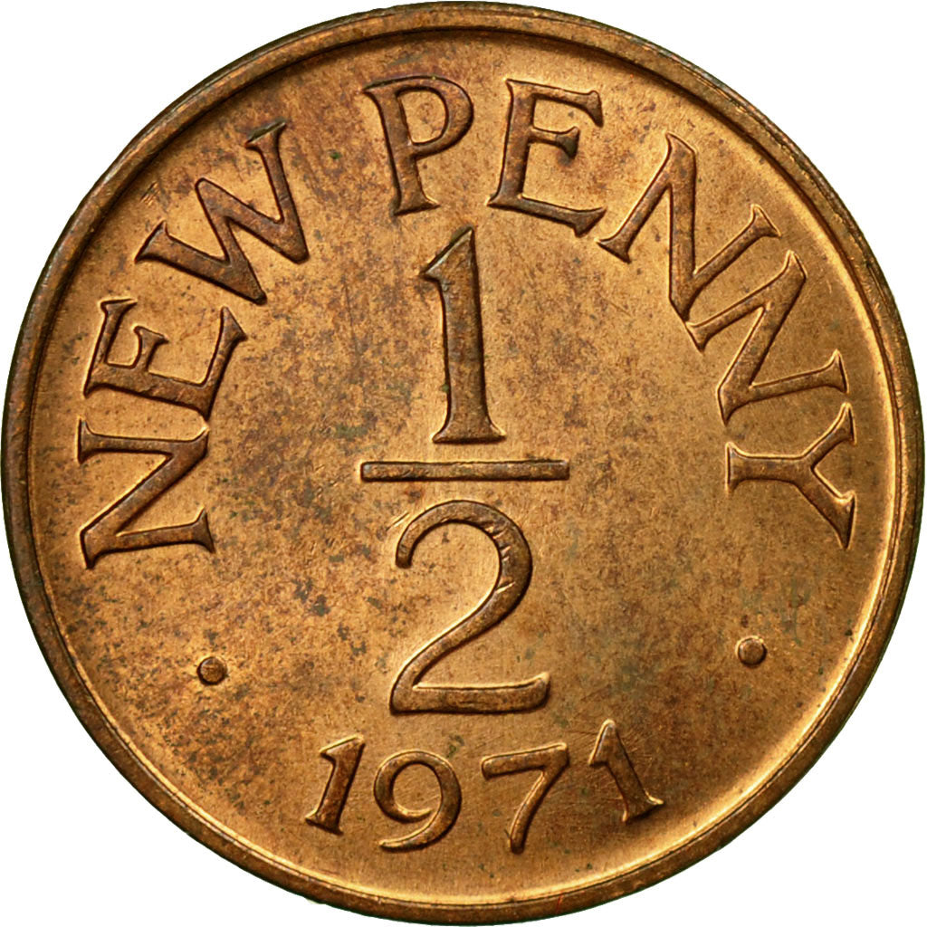 Moneta, Guernsey, Elizabeth II, 1/2 New Penny, 1971, Heaton, MB+, Bronzo, KM:20