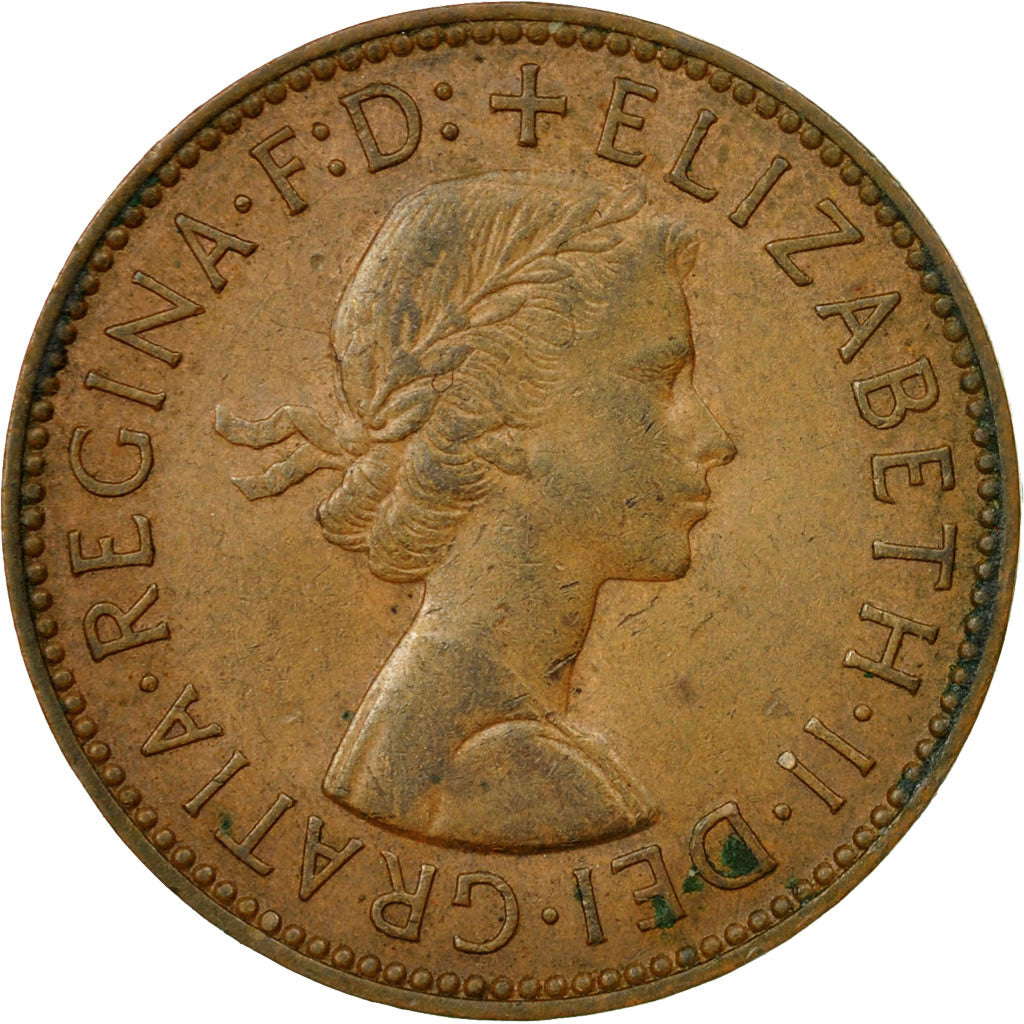 Moneda, Gran Bretaña, Elizabeth II, 1/2 Penny, 1963, BC+, Bronce, KM:896