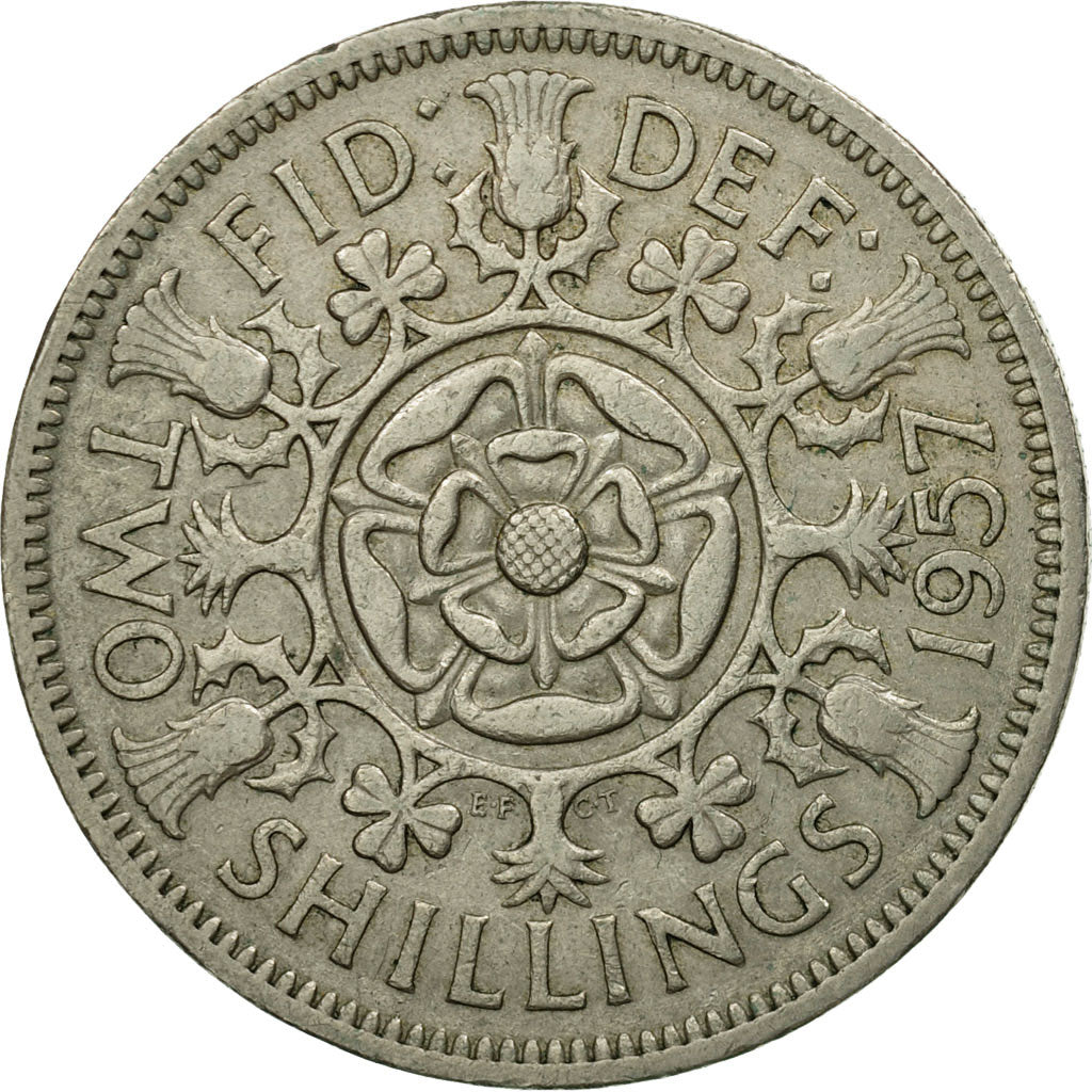 Coin, Great Britain, Elizabeth II, Florin, Two Shillings, 1957, VF(30-35)