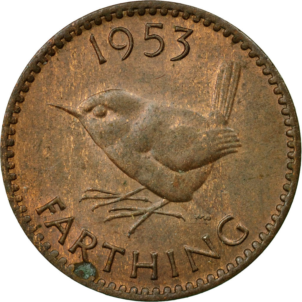 Moneta, Gran Bretagna, Elizabeth II, Farthing, 1953, MB, Bronzo, KM:881