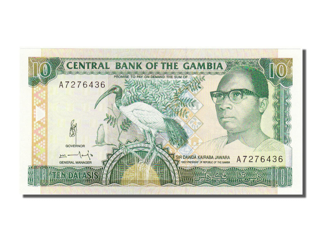 Gambia, 10 Dalasis, KM #13b, UNC(65-70), A7276436
