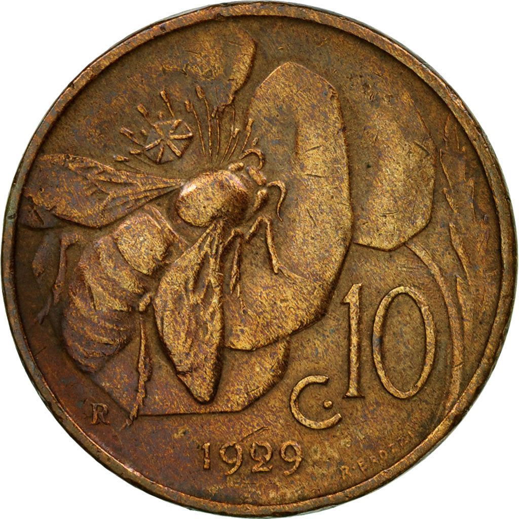 Coin, Italy, Vittorio Emanuele III, 10 Centesimi, 1929, Rome, VF(30-35), Bronze