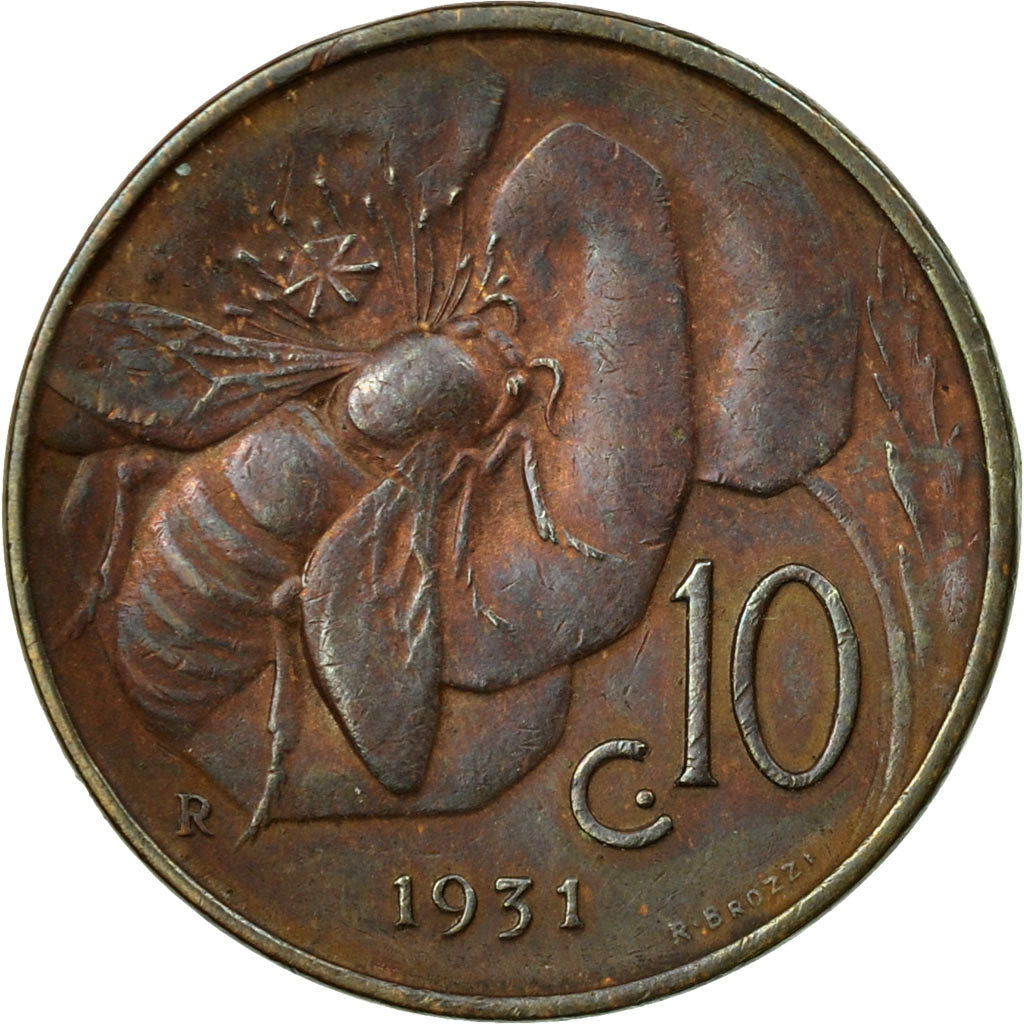 Münze, Italien, Vittorio Emanuele III, 10 Centesimi, 1931, Rome, S, Bronze