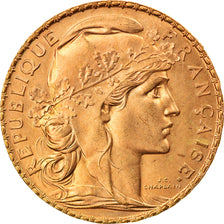 Moeda, França, Marianne, 20 Francs, 1910, Paris, MS(60-62), Dourado, KM:857