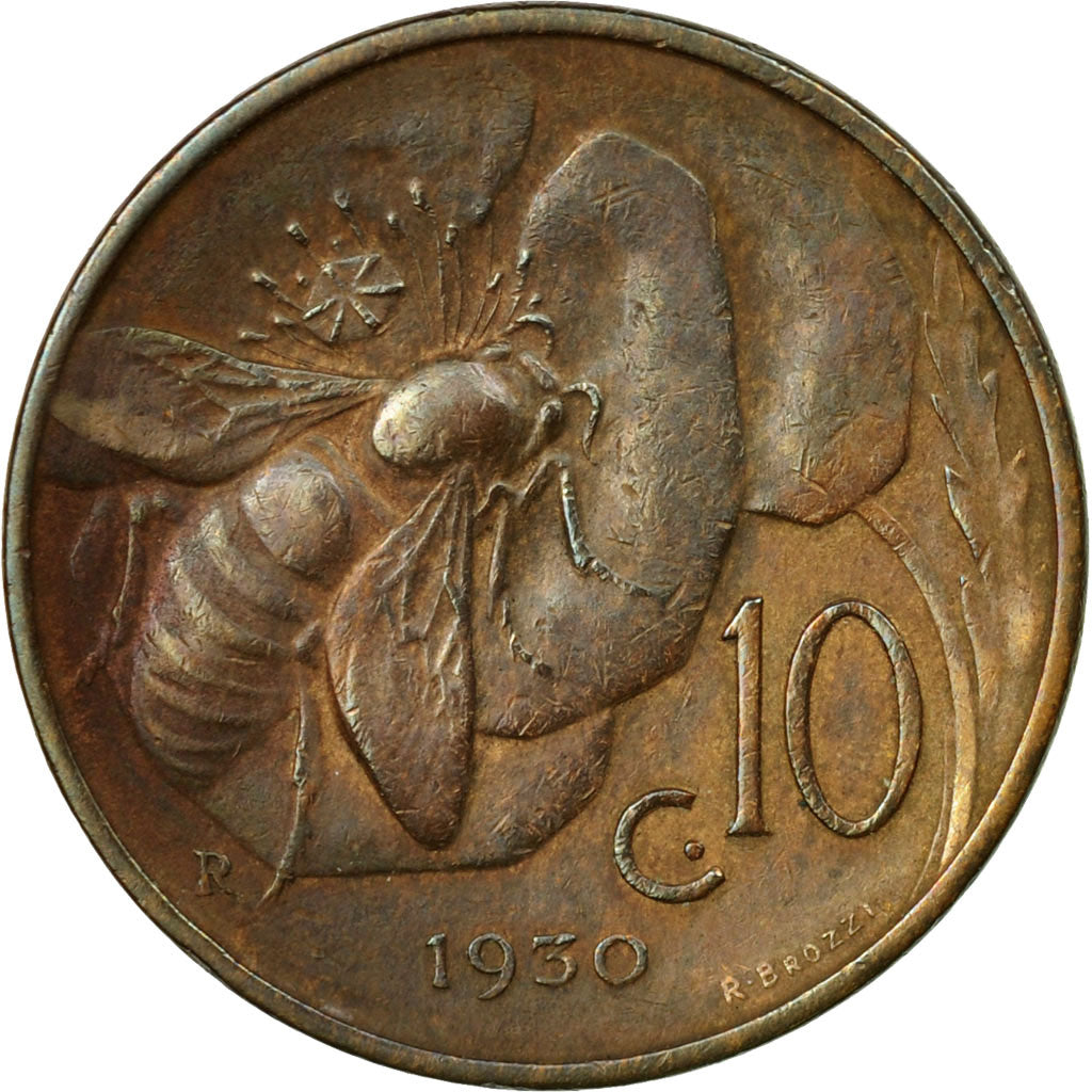 Münze, Italien, Vittorio Emanuele III, 10 Centesimi, 1930, Rome, S+, Bronze