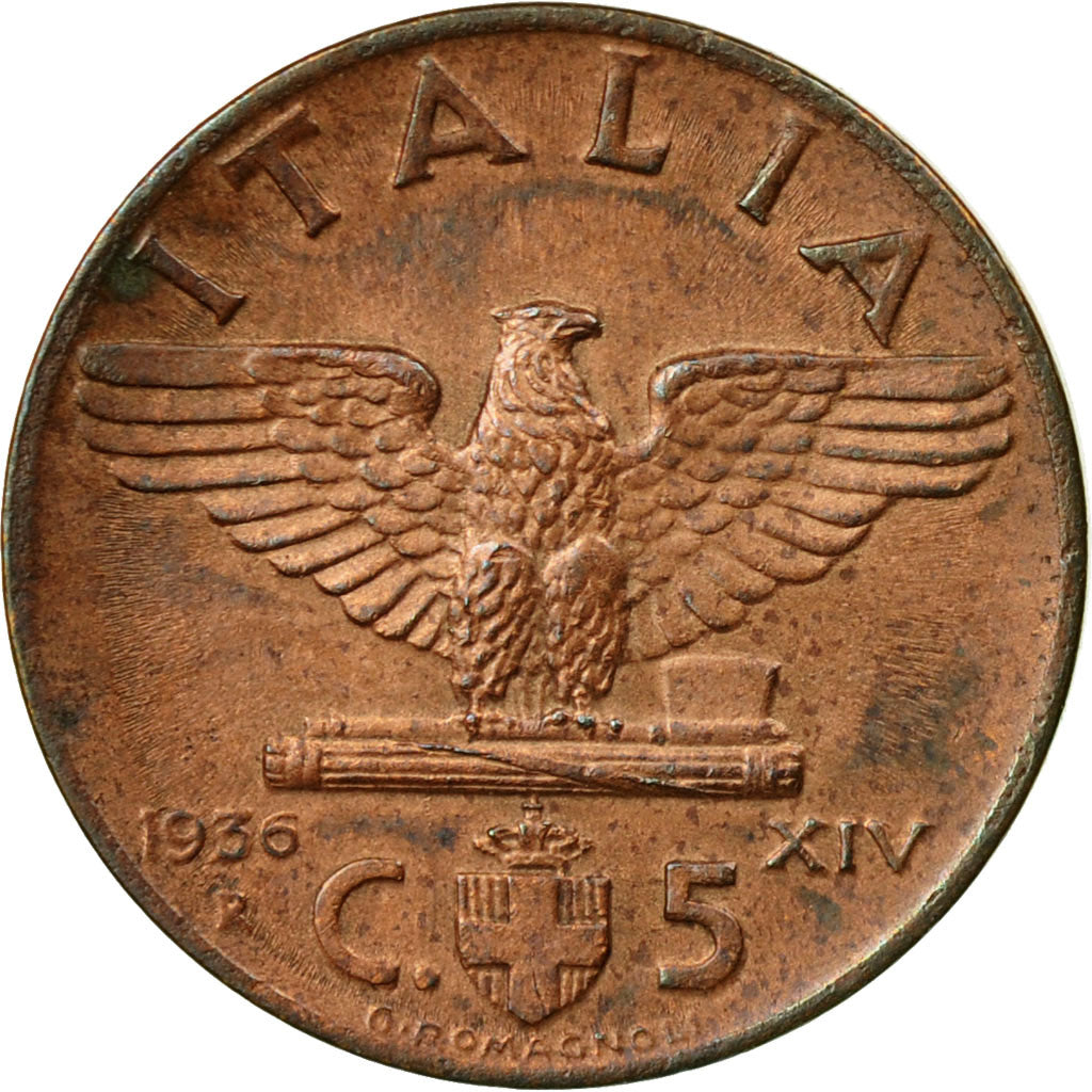 Moneta, Italia, Vittorio Emanuele III, 5 Centesimi, 1936, Rome, MB+, Bronzo