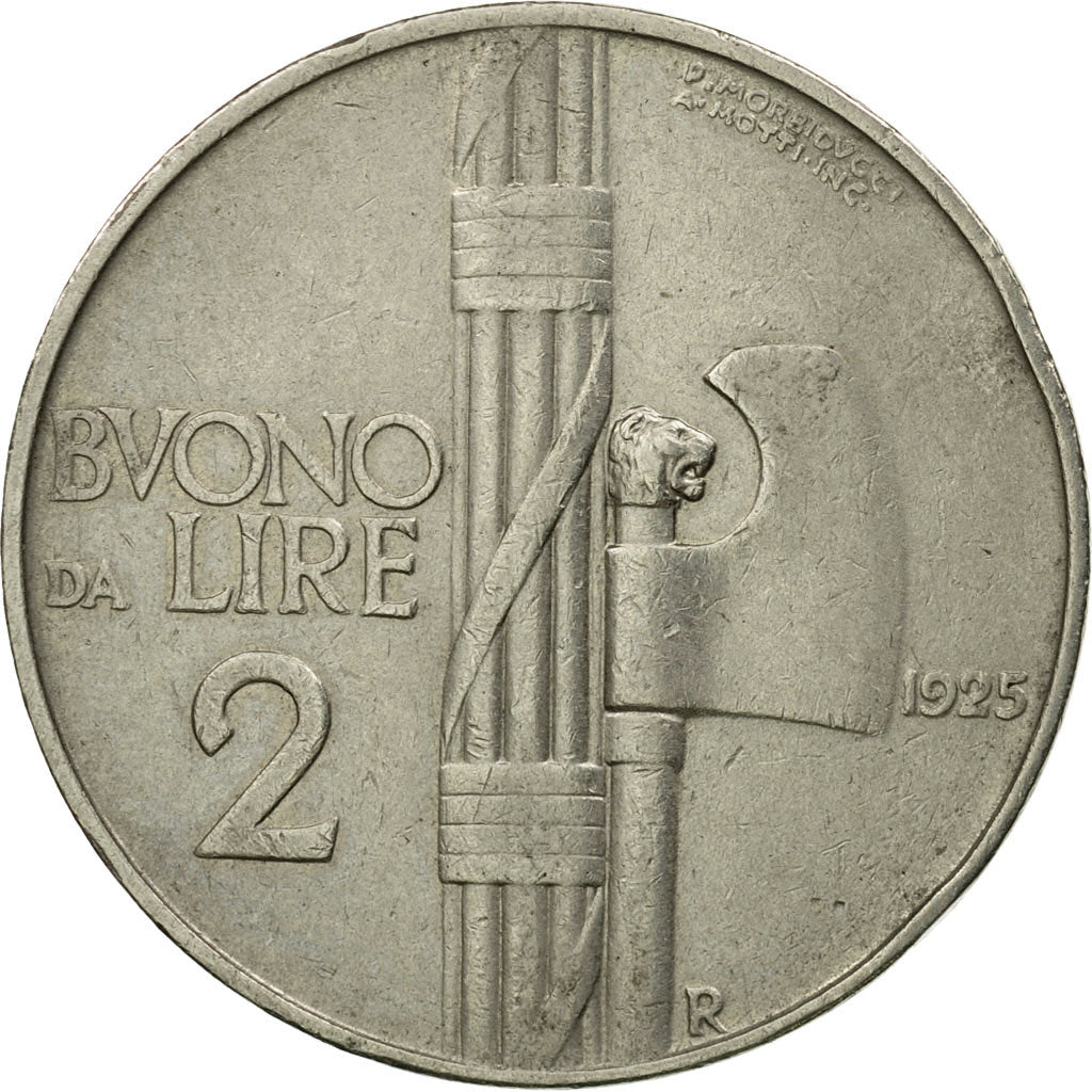 Coin, Italy, Vittorio Emanuele III, 2 Lire, 1925, Rome, VF(30-35), Nickel, KM:63