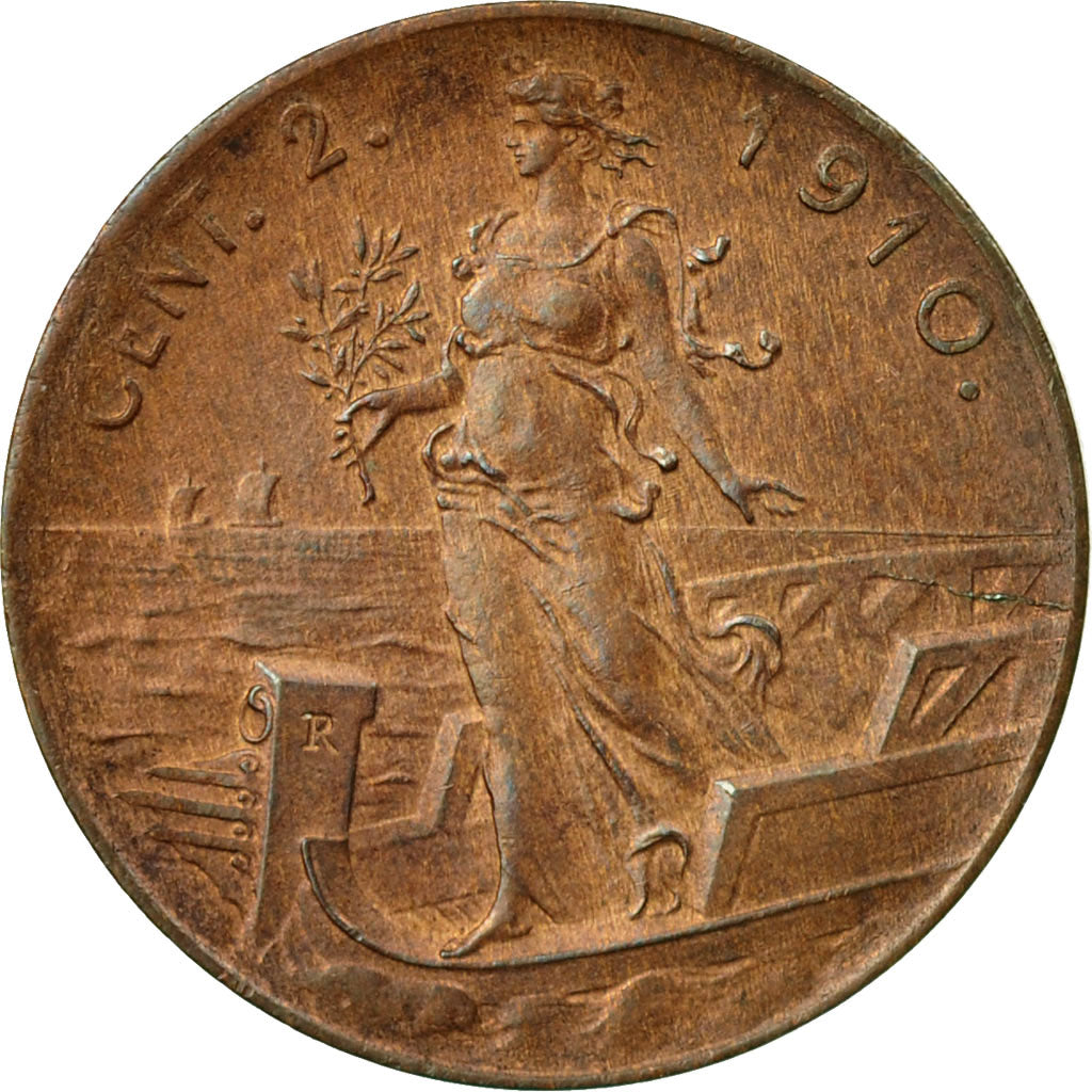 Moneta, Italia, Vittorio Emanuele III, 2 Centesimi, 1910, Rome, BB, Bronzo
