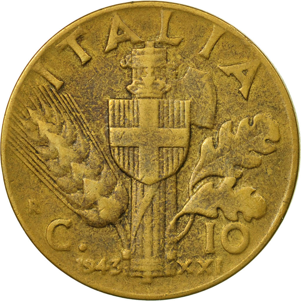 Coin, Italy, Vittorio Emanuele III, 10 Centesimi, 1943, Rome, VF(20-25)