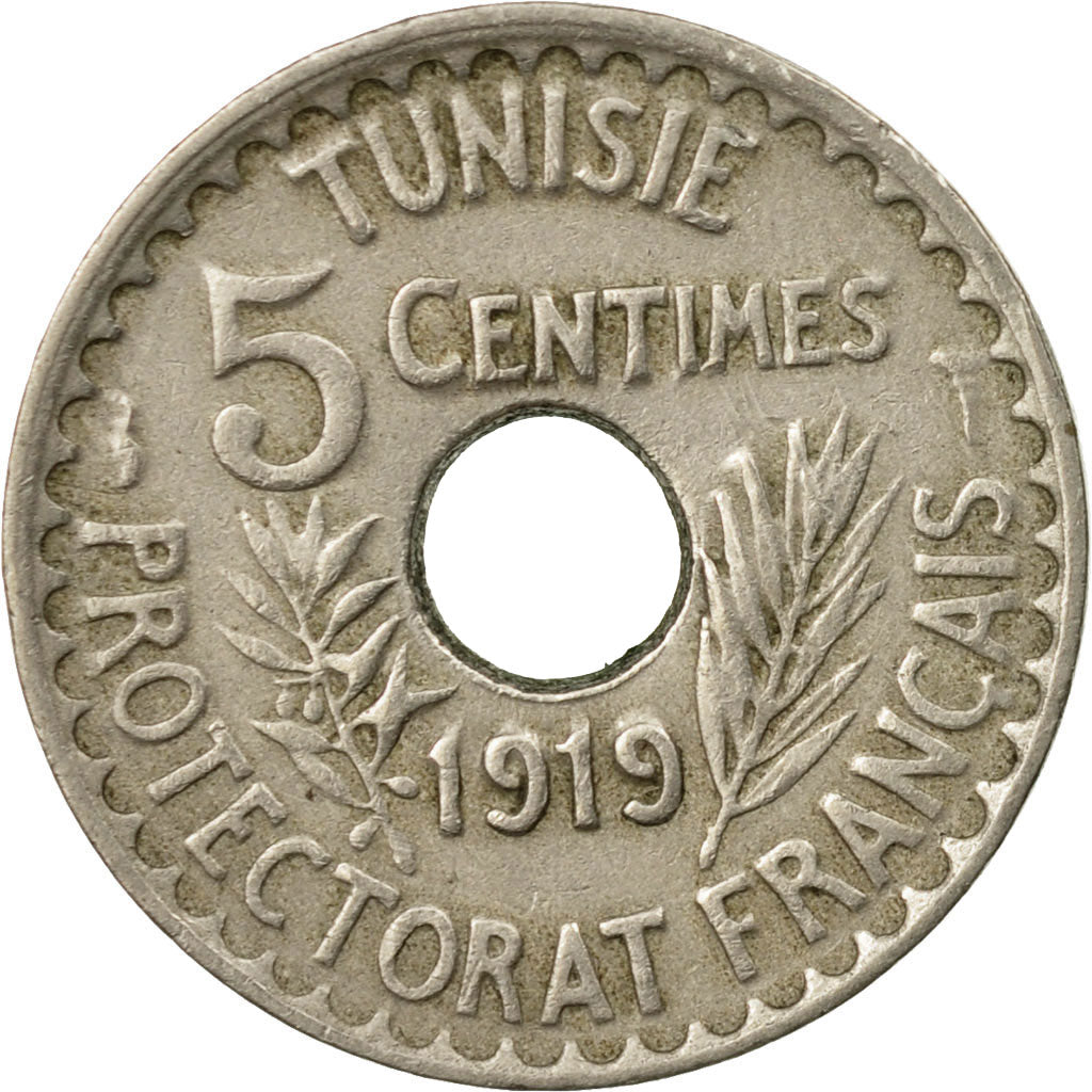 Münze, Tunesien, Muhammad al-Nasir Bey, 5 Centimes, 1919, Paris, S+