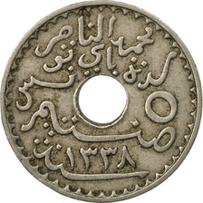 Moneta, Tunisia, Muhammad al-Nasir Bey, 5 Centimes, 1920, Paris, MB+