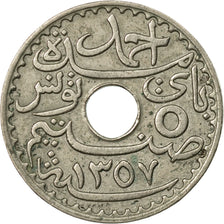 Moneta, Tunisia, Ahmad Pasha Bey, 5 Centimes, 1938, Paris, MB+, Nichel-bronzo