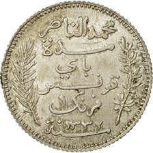 Moneta, Tunisia, Muhammad al-Nasir Bey, Franc, 1914, Paris, MB+, Argento, KM:238