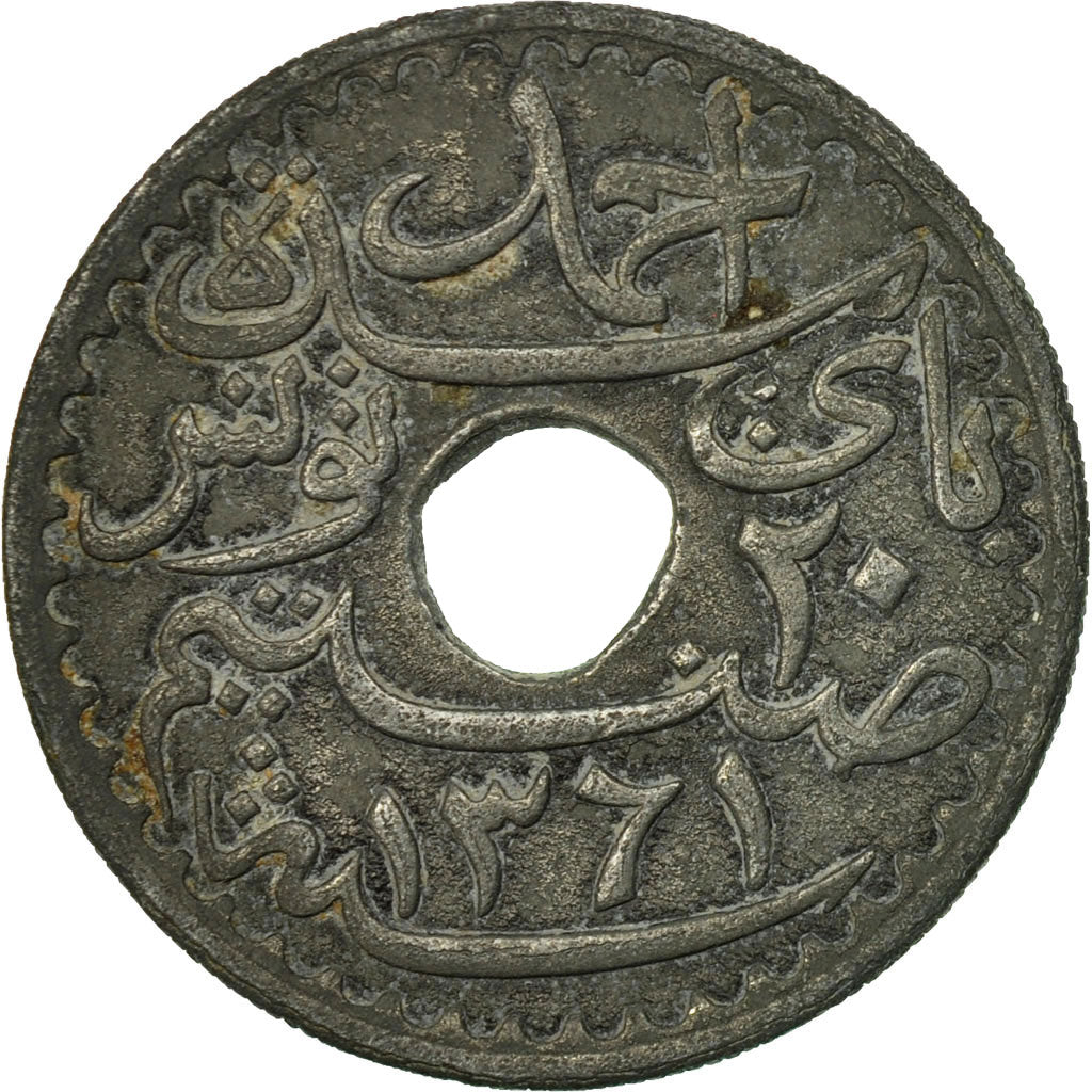 Monnaie, Tunisie, Ahmad Pasha Bey, 20 Centimes, 1942, Paris, TB+, Zinc, KM:268