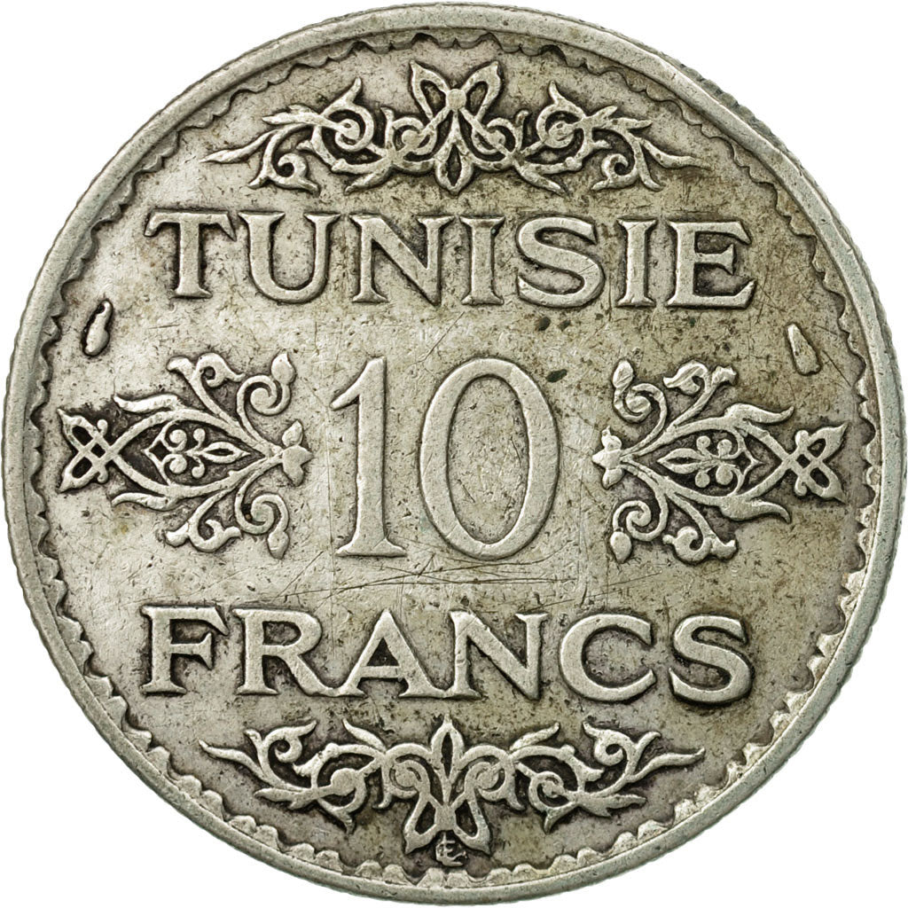 Munten, Tunisië, Ahmad Pasha Bey, 10 Francs, 1934, Paris, FR+, Zilver, KM:262