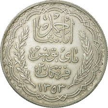 Munten, Tunisië, Ahmad Pasha Bey, 20 Francs, 1934, Paris, ZF, Zilver, KM:263