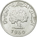 Coin, Tunisia, Millim, 1960, Paris, EF(40-45), Aluminum, KM:280