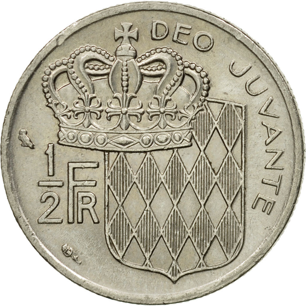 Coin, Monaco, Rainier III, 1/2 Franc, 1974, EF(40-45), Nickel, KM:145