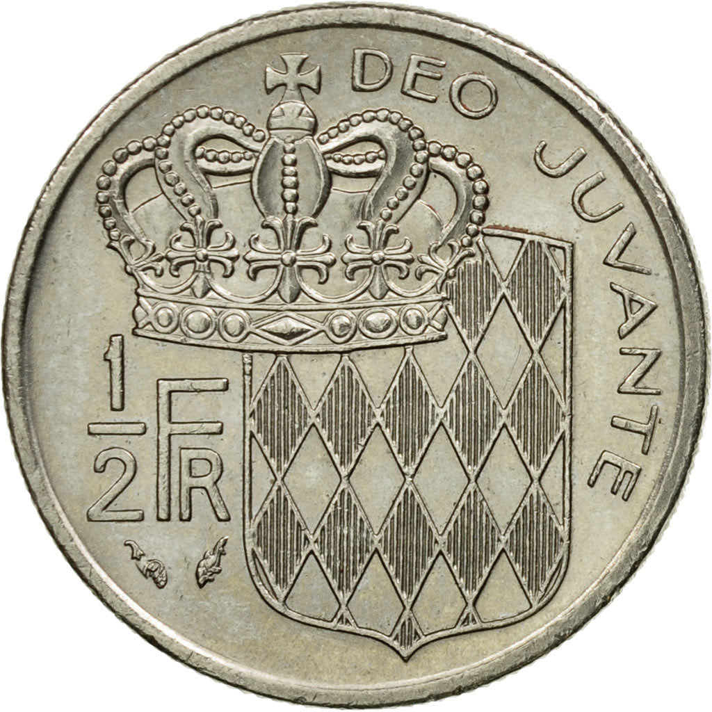 Moneta, Monaco, Rainier III, 1/2 Franc, 1975, EF(40-45), Nikiel, KM:145